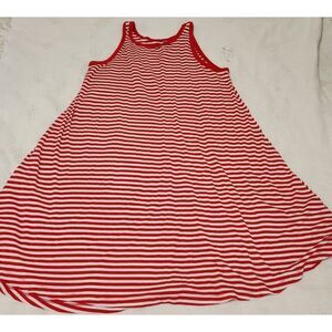NWT Old Navy Size White Red Striped Sleeveless Tank Swing Dress Large Patriotic